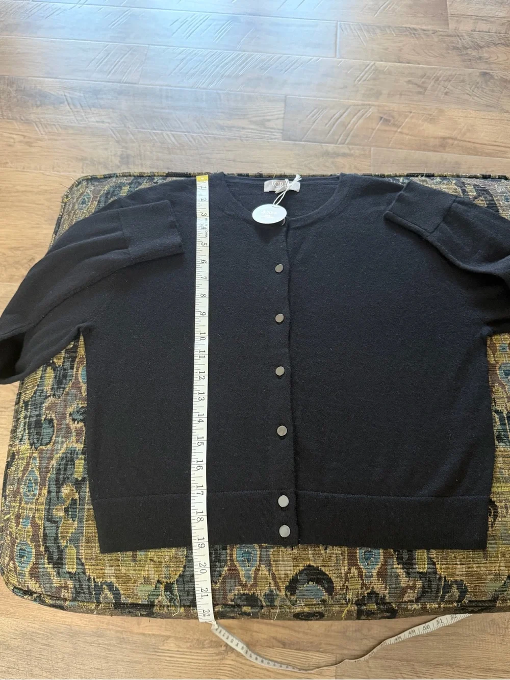 J.Crew 100% Cashmere Cardigan Sweater Black Pearl Button Front Size Small